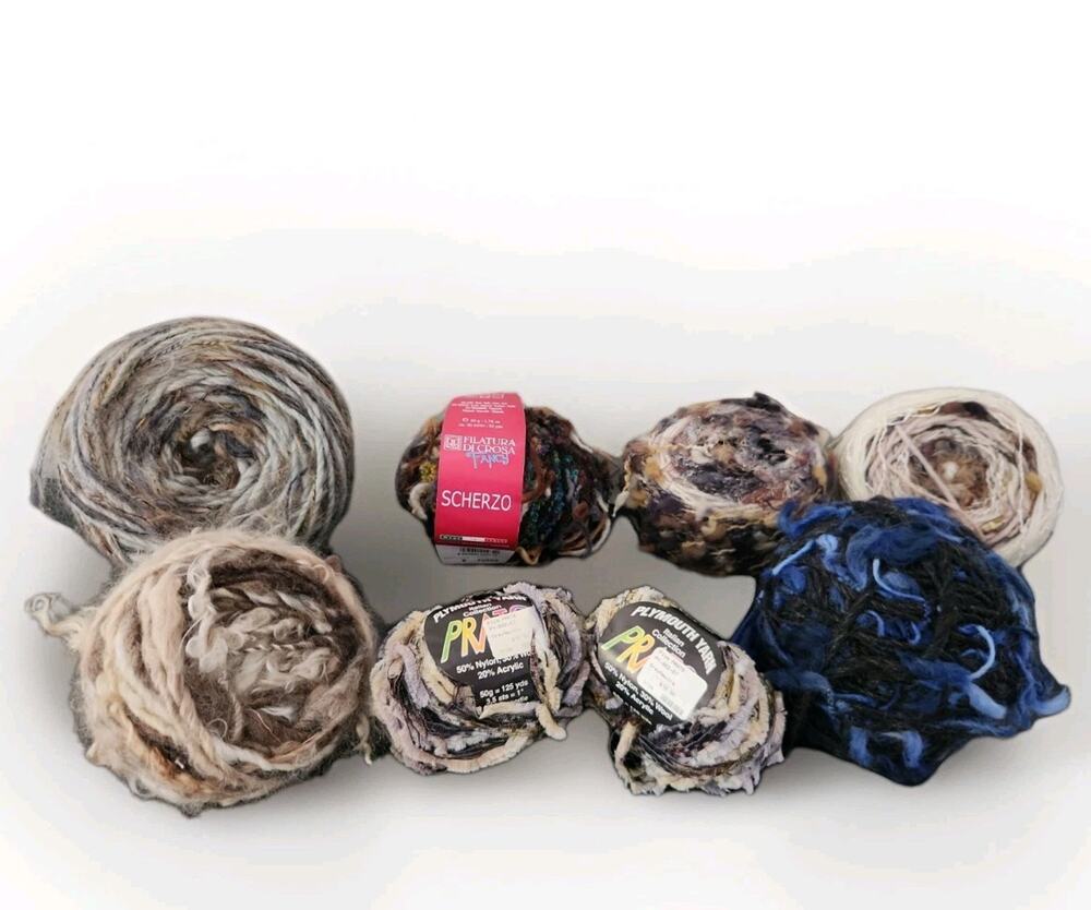 Artisan Yarn Lot Textured Novelty Wool Mohair Silk Filatura Di Crosa Plymouth